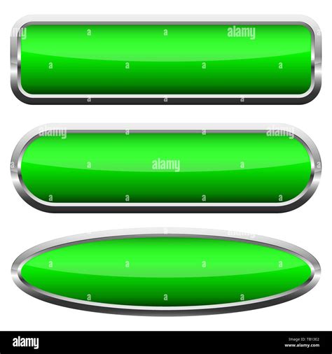 Set Of Blank Green Glossy Buttons Vector Illustration Collection Of