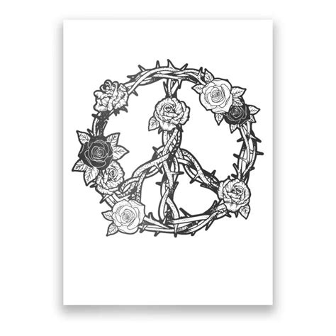Peace Symbol Roses And Thorns Poster Teeshirtpalace