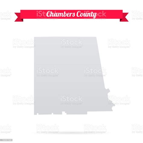 Chambers County Alabama Map On White Background With Red Banner Stock