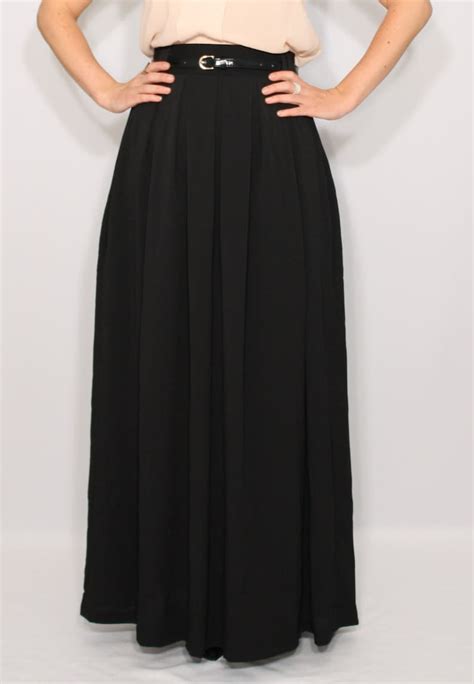 black maxi skirt with pockets long black skirt chiffon maxi etsy