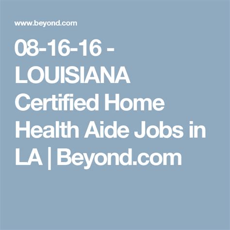 Find and compare medicare certified home health care agencies near new orleans, la. 08-16-16 - LOUISIANA Certified Home Health Aide Jobs in LA ...
