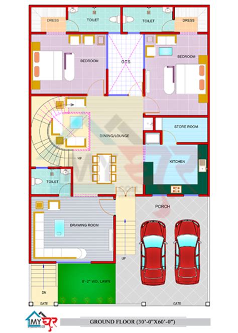 Elevation 30 * 60 House Plan 3D : 15X50 House plan with 3d elevation by