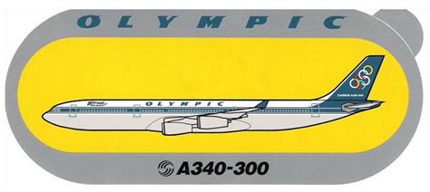 Olympic Airways Sticker Airbus A340 300 Olympic Airlines Olympics