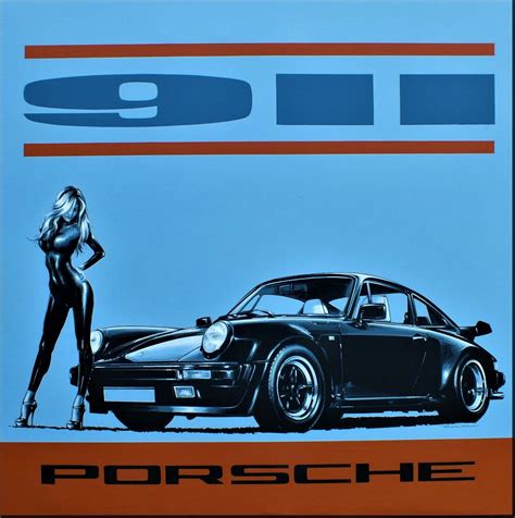 Porsche 911 Pin Up Girl Vintage Retro High Quality 175x17in Art Poster