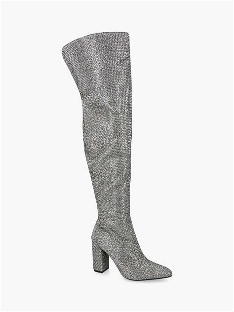 Carvela Shine Over Knee Boots Grey Pewter At John Lewis And Partners