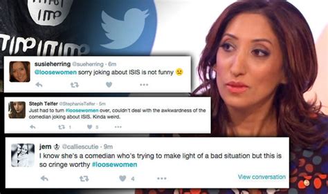 loose women viewers slam shazia mirza s disgusting isis jokes tv and radio showbiz and tv