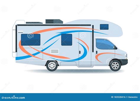 Motorhome Or Recreational Vehicle Rv Camper Car Stock Vector