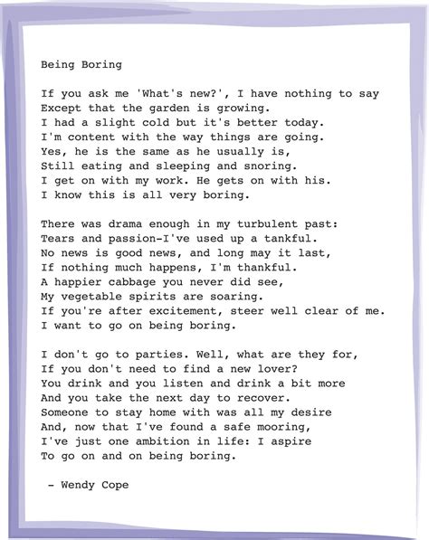 A Poem By Wendy Cope Wendy Cope Poems Reading Poems Poetry Quotes