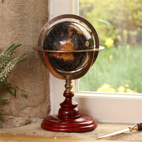 Onyx Black And Amber Luxury Brass Desk Globe By Dibor