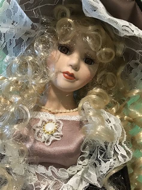 Beautiful Porcelain Doll Victorian Style Velvet And Satin Gown Etsy