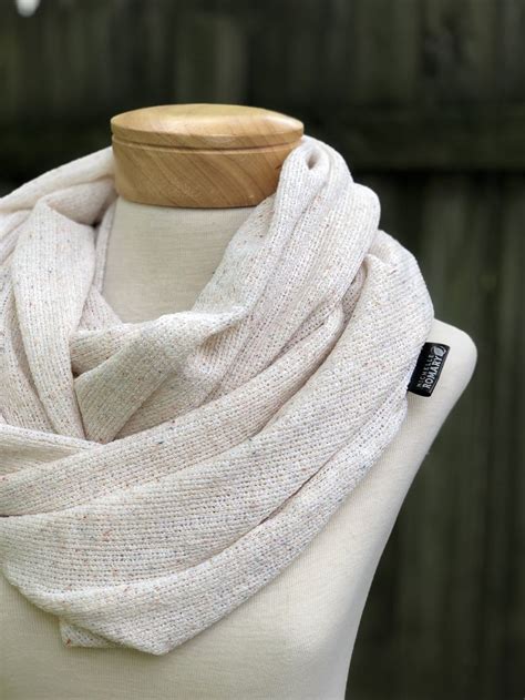 Oversized Cream Sweater Knit Infinity Scarf Hints Of Blue Etsy