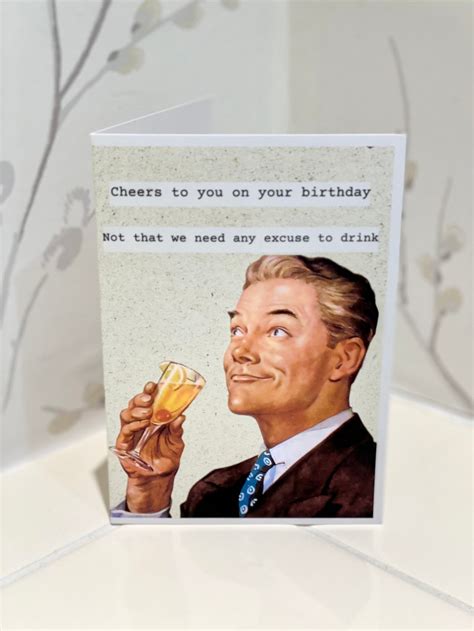 Funny Birthday Card for Him Sarcastic Drinking Card Retro | Etsy