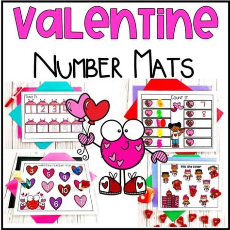 Valentines Day Number Mats With Hearts On Them