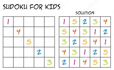 Sudoku Para Niños Con Solución Con Números De Colores — Vector De