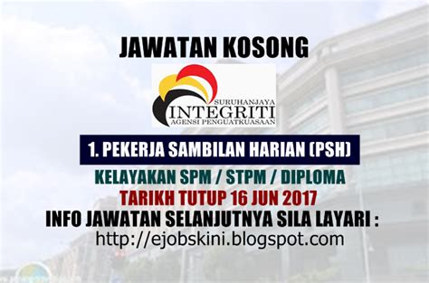 Jawatan kosong terkinikerajaankerja kosong kerajaan. Jawatan Kosong Suruhanjaya Integriti Agensi Penguatkuasaan ...