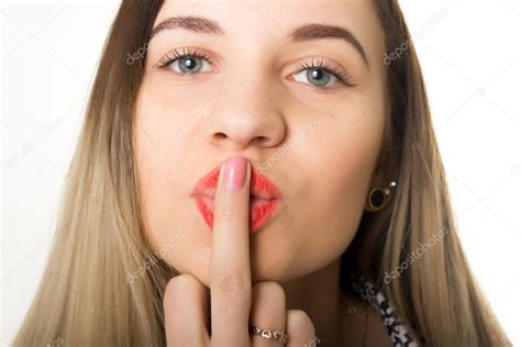 Close Up Sexy Beautiful Girl Kissing The Middle Finger In Her Mouth Stock Photo By Sandy Che