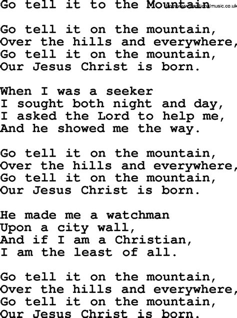 Go Tell It On The Mountain Lyrics Printable