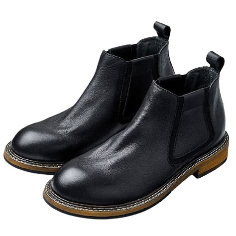 Mens Soft Leather Ankle Boots Casual Round Toe Warm Boots