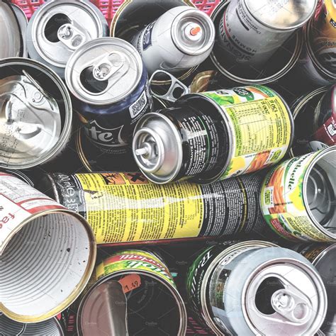 Various Types Of Tin Cans Stock Photo Containing Can And Recycling