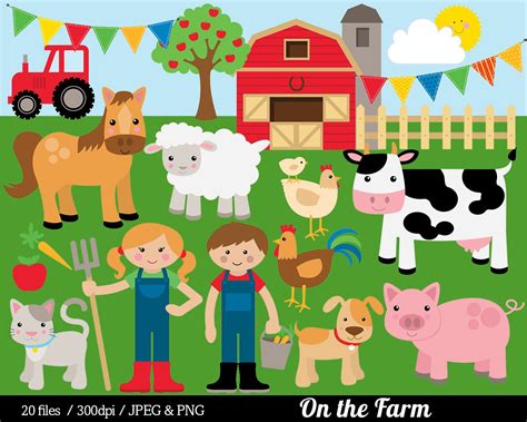 Farm Animal Clipart Farmyard Clip Art Barn Farmer Horse Cow Etsy Ireland