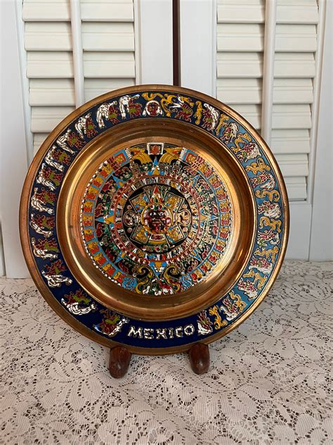 Vintage Mexico Souvenir Plate Aztec Calendar Decorative Etsy