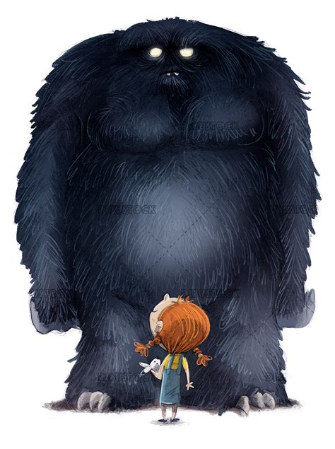 niña y monstruo gigante Dibustock dibujos e ilustraciones infantiles para cuentos