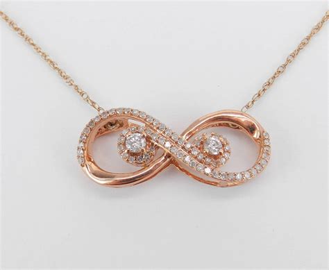 Rose Gold Infinity Necklace Diamond Infinity Necklace 1 8 Ct Tw Round