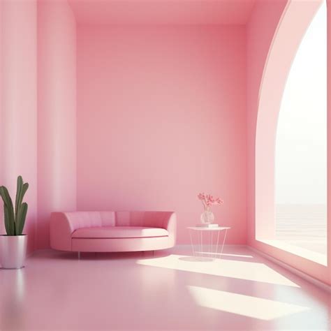 Premium Photo Minimal Concept Interior Of Living Pink Tone On Pink