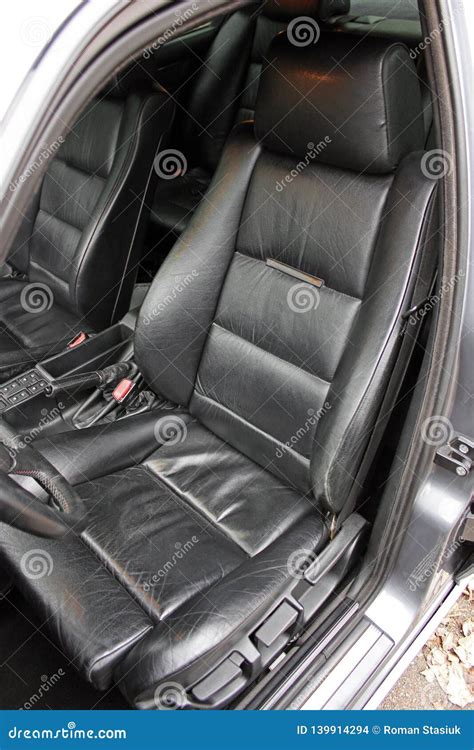 Car Interior Black Leather Seats Stock Photo Image Of Black Light