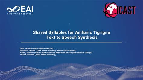 Shared Syllables For Amharic Tigrigna Text To Speech Synthesis Youtube