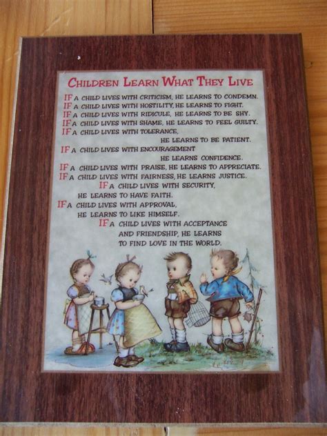 Children Learn What They Live Plaque