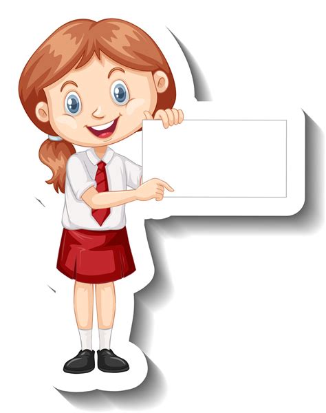 A Sticker Template With A Student Girl Holding Empty Board 2698362