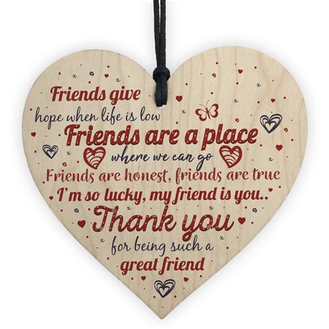 Friendship Plaque Best Friend T Wood Heart Sign Thank You