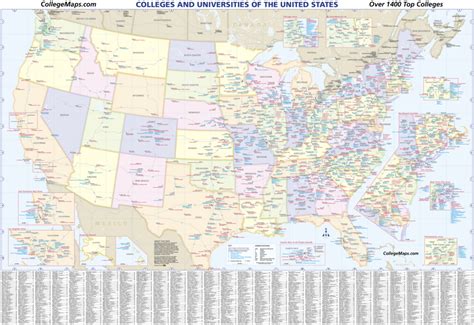 U.S. College & University Reference - Laminated Wall Map ...