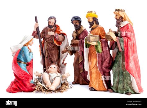 Christmas Nativity Scene Baby Jesus In The Manger With Mary Joseph