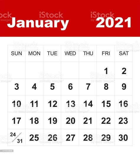 Ilustración De Calendario De Enero De 2021 Y Más Vectores Libres De