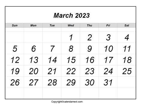 March 2023 Calendar Printable Calendar Next