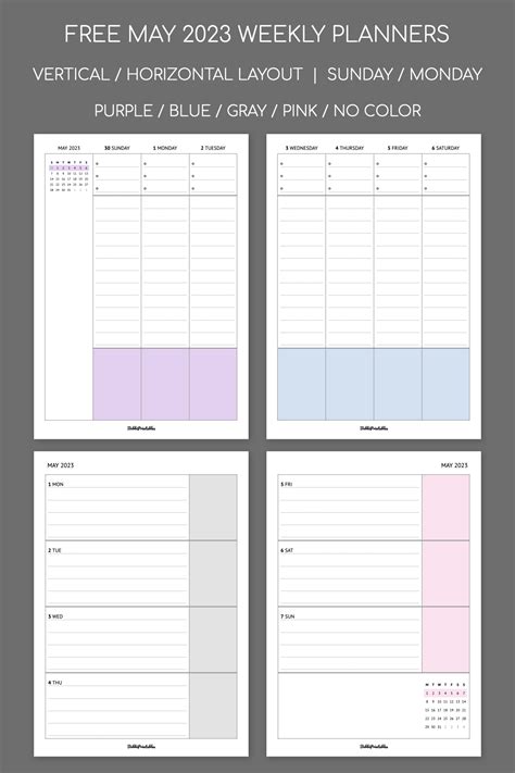 Bobbiprintables — Free May 2023 Weekly Planners Printable Digital