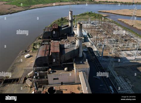 Aerial View Of An Old Coal Burning Power Plant Along The Raritan River