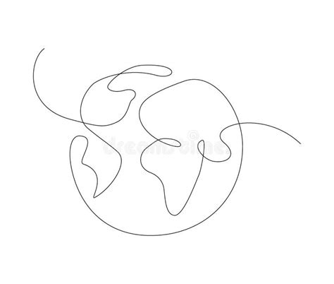Earth One Line Planet Continuous Line Globe Line Art Stock Vector