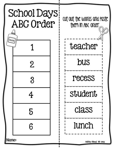 Alphabetical Order Cut And Paste Worksheet