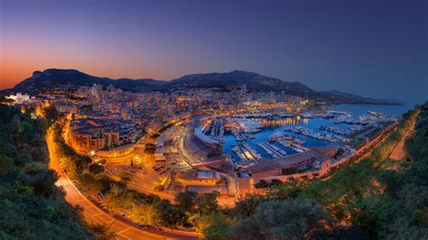 Wallpaper Monaco Principality City Twilight Night Sky Light