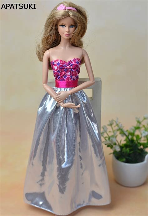 High Quality Pink Silver Sexy Off Shoulder Dress For Barbie Doll
