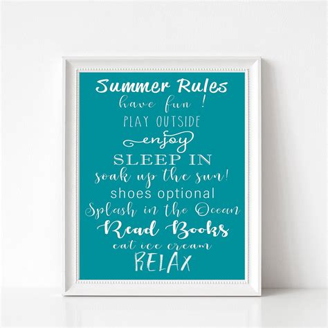 Summer Rules Ocean Time Print Summer Printable Summer Rules Etsy
