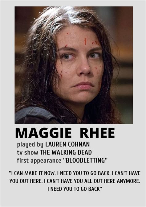 A Poster With An Image Of A Womans Face And The Caption Maggie Rheee