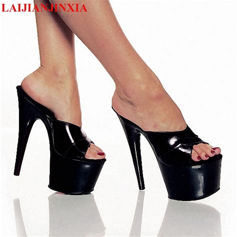 Laijianjinxia 7 Inch High Heel Slippers Women Summer Slippers Open Toe