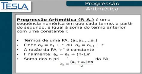 Progressão Aritmética Constante é Representada Pela Seguinte Expressão