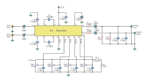 Pre tone control stereo using ne5532. Tone Control Circuit using TDA1524A |simple schematic diagram