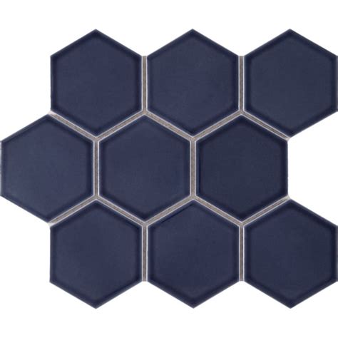 Interceramic Elegant Blue Mosaic Tile Glossy Hexagon Pattern Tile