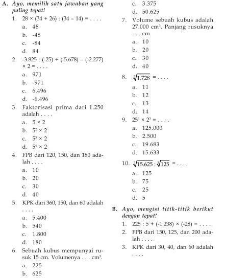 Soal Matematika Bilangan Bulat Kelas 6 Homecare24